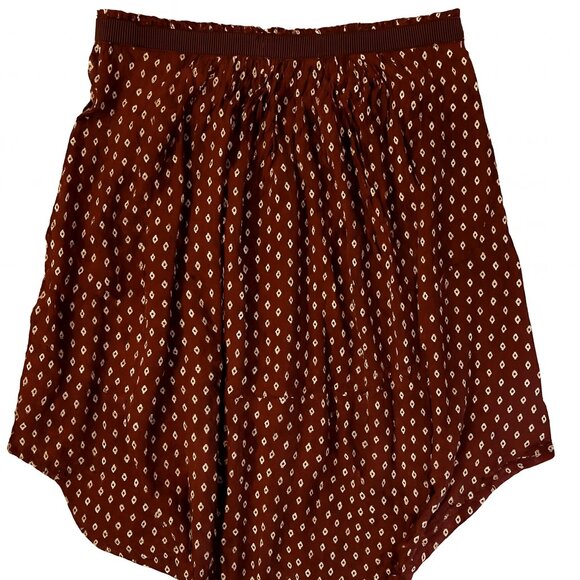 H&M Women’s Size 12 Rust Brown Printed Tiered Skirt Smocked Waist -A158 - Picture 1 of 7